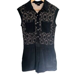 Marc By Marc Jacobs Black Tan‎ Lace Illusion Silk Romper 2